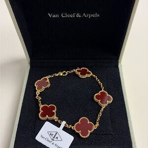 Van Cleef & Arpels Red and Gold Clover Bracelet